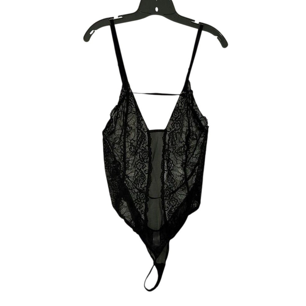 Ladies black lace "teddy" style bodysuit